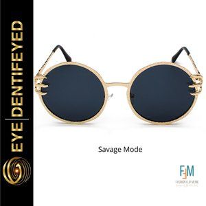 "Savage Mode" Gold Metal Claw Frame/Black Lens Premium Sunglasses + Folding Case